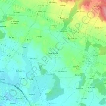 Calzac-Moulin topographic map, elevation, terrain