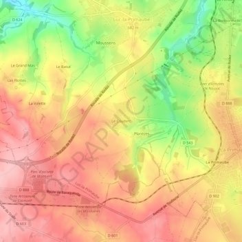 Le Couderc topographic map, elevation, terrain