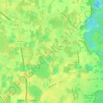 Dupree Gardens topographic map, elevation, terrain