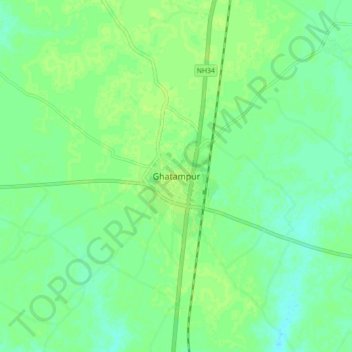 Ghatampur topographic map, elevation, terrain