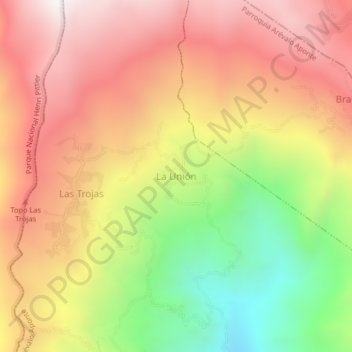 La Unión topographic map, elevation, terrain
