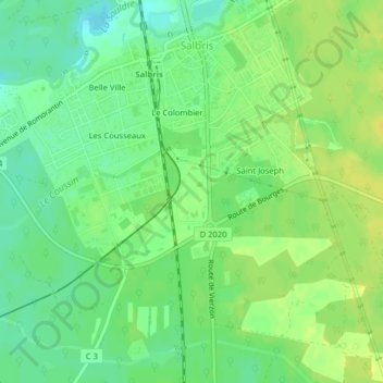 Le Stade topographic map, elevation, terrain