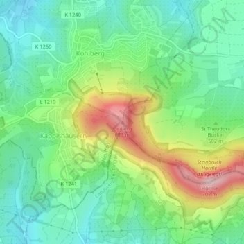 Jusiberg topographic map, elevation, terrain