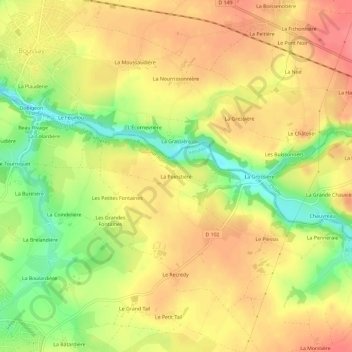 La Poinstière topographic map, elevation, terrain