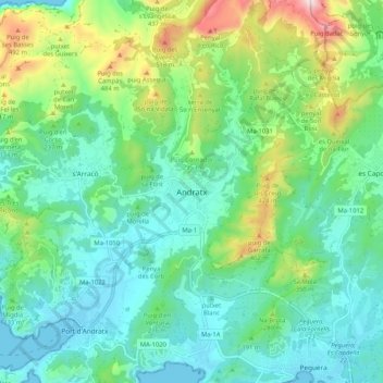 Andratx topographic map, elevation, terrain
