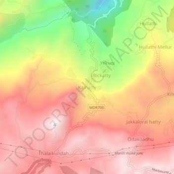 Kalhatty topographic map, elevation, terrain