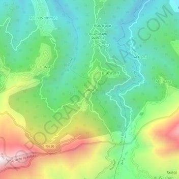 Darna topographic map, elevation, terrain