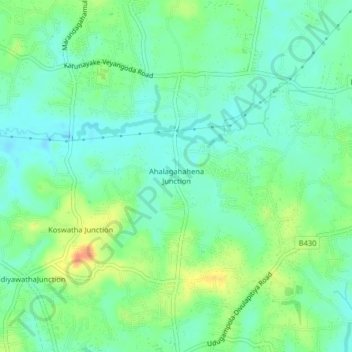 Ahalagahahena Junction topographic map, elevation, terrain