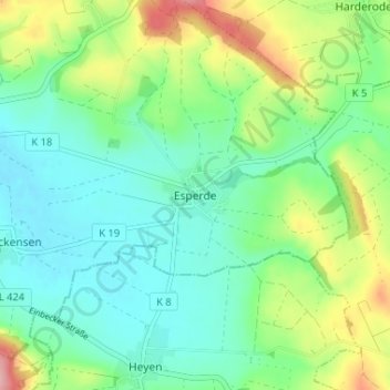 Esperde topographic map, elevation, terrain