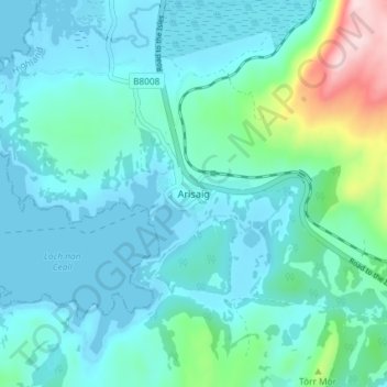 Arisaig topographic map, elevation, terrain