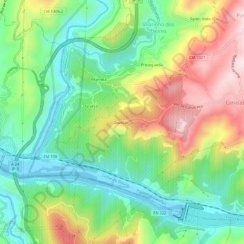 Devesas topographic map, elevation, terrain