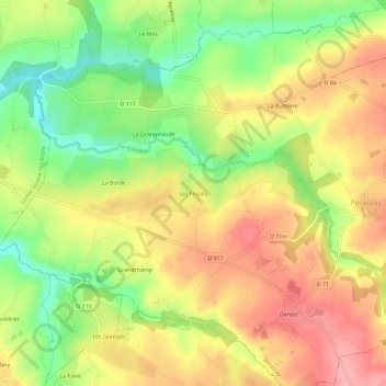 Les Fossés topographic map, elevation, terrain
