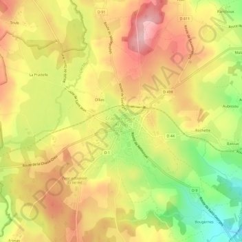 Craponne-sur-Arzon topographic map, elevation, terrain