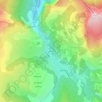 Les Jouves topographic map, elevation, terrain