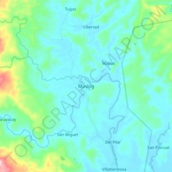 Maslog topographic map, elevation, terrain