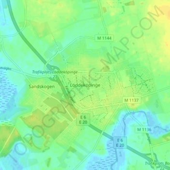 Löddeköpinge topographic map, elevation, terrain