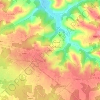 Cardonne topographic map, elevation, terrain