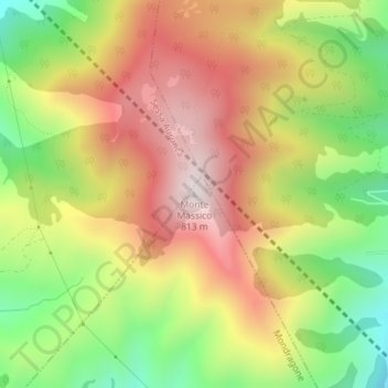 Monte Massico topographic map, elevation, terrain