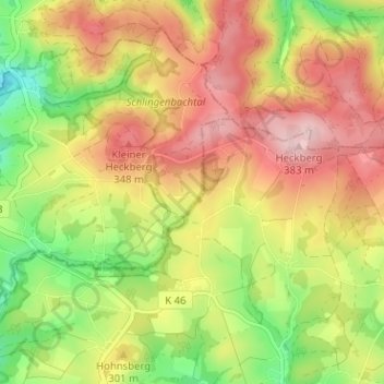 Siebelsnaaf topographic map, elevation, terrain
