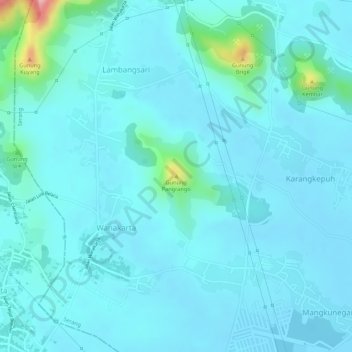 Gunung Pangrango topographic map, elevation, terrain