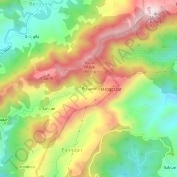 Bocawe topographic map, elevation, terrain