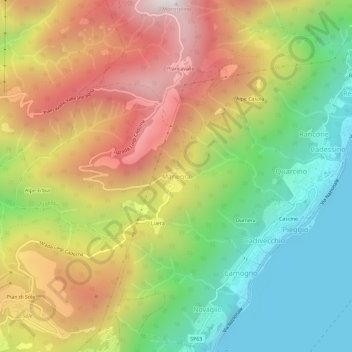 Manegra topographic map, elevation, terrain