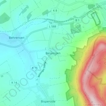 Bessingen topographic map, elevation, terrain