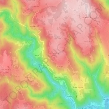 La Grange du Fieu topographic map, elevation, terrain