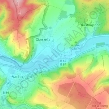 Unterzella topographic map, elevation, terrain