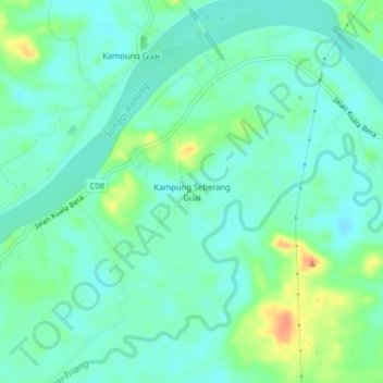 Kampung Seberang Guai topographic map, elevation, terrain