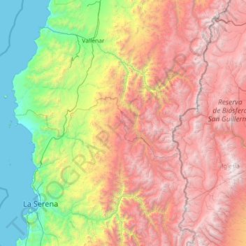 Norte Chico topographic map, elevation, terrain