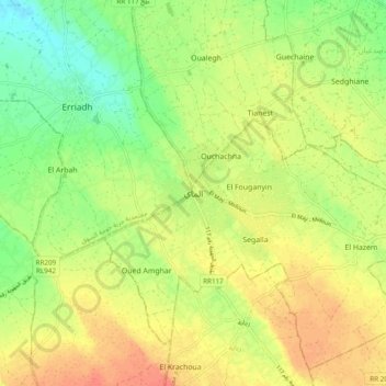El Mey topographic map, elevation, terrain