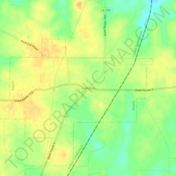 Keatchie topographic map, elevation, terrain