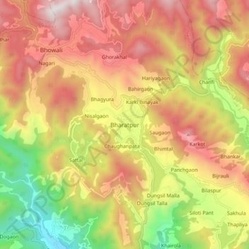 Bharatpur topographic map, elevation, terrain