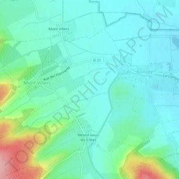 Treize topographic map, elevation, terrain