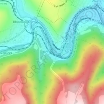 West Virginia Central Junction topographic map, elevation, terrain