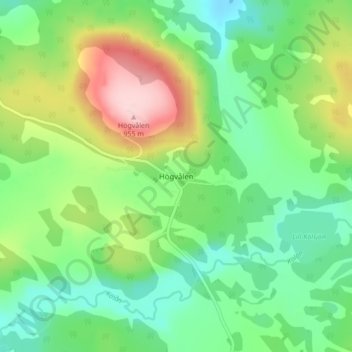 Högvålen topographic map, elevation, terrain