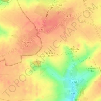 Le Lièvre Mort topographic map, elevation, terrain