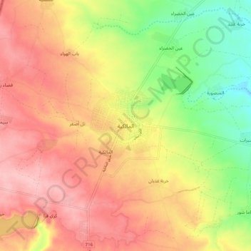 Al-Malikiyah topographic map, elevation, terrain