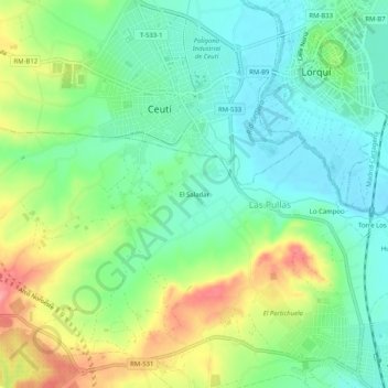 El Saladar topographic map, elevation, terrain