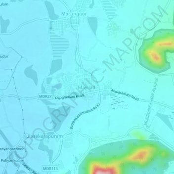 Mayiladi topographic map, elevation, terrain