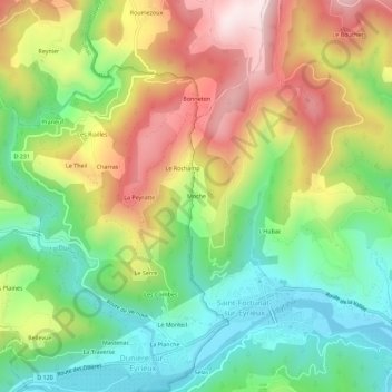 Moche topographic map, elevation, terrain
