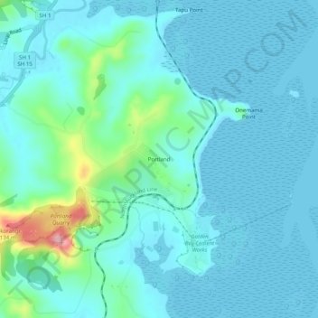 Portland topographic map, elevation, terrain