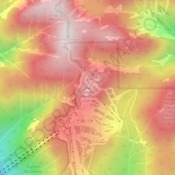 Grouse Mountain topographic map, elevation, terrain