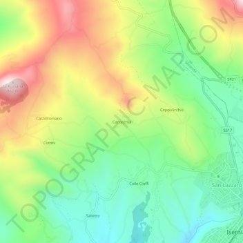 Canocchia topographic map, elevation, terrain