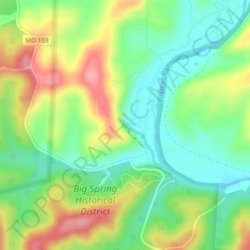 Big Spring topographic map, elevation, terrain