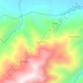 Sejahtera topographic map, elevation, terrain