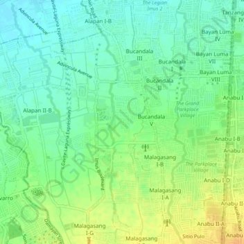 Bucandala 4 topographic map, elevation, terrain