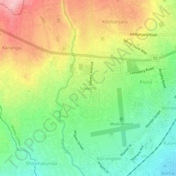 Soweto topographic map, elevation, terrain
