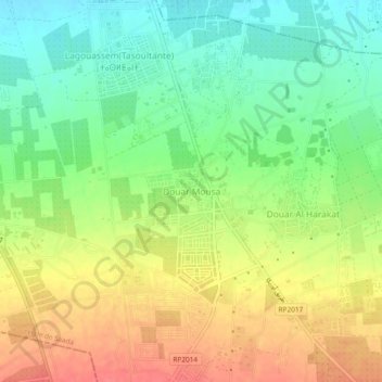 Douar Mousa topographic map, elevation, terrain